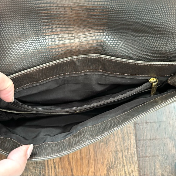 COLE HAAN bronze metallic leather baguette bag / clutch, NWOT - Picture 15 of 16